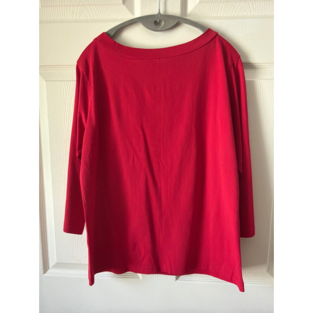 J. Peterman Top Women Large Red 100% Supima Cotton Boat Neck 3/4 Sleeve Classic - Picture 2 of 6